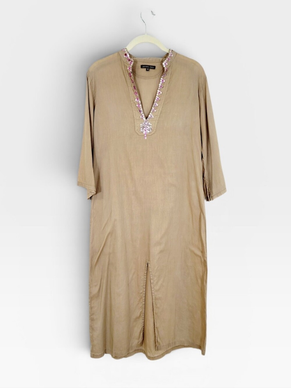 PARADIS BLANC European Cotton Sequin Detail Kaftan Swimsuit Coverup Cover Up M - Picture 11 of 11